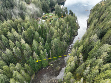 Lot 42 Sonora Island - aerial overview with arrow