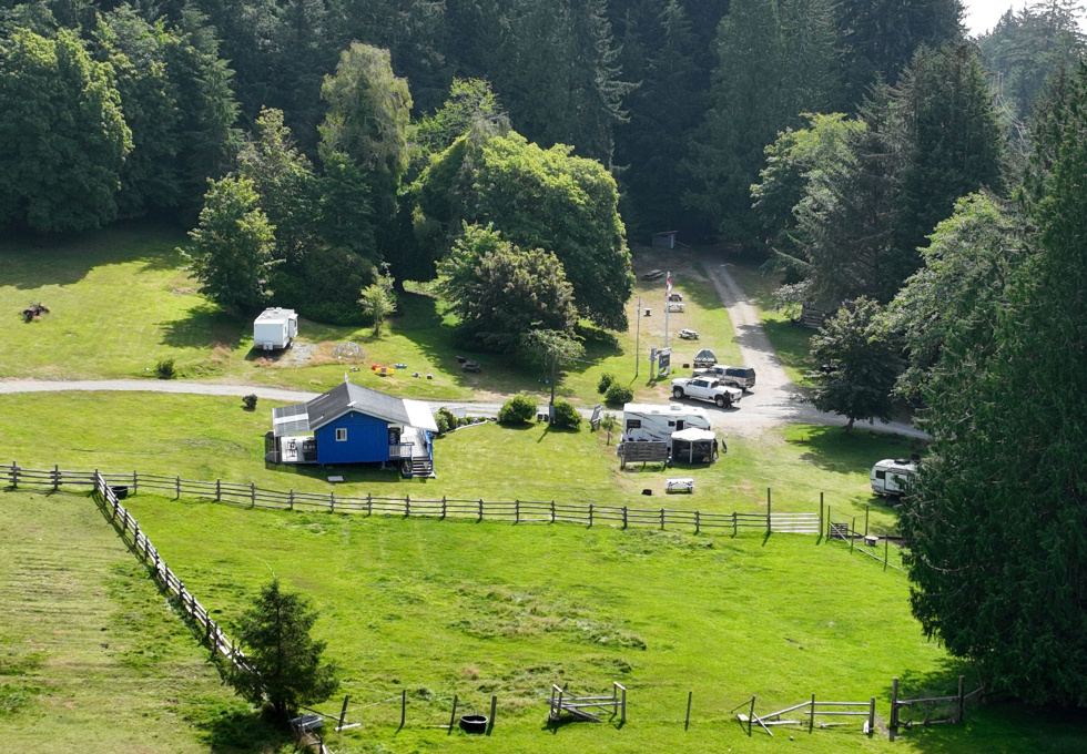 185 Kaleva Rd - aerial overview of the main campground area