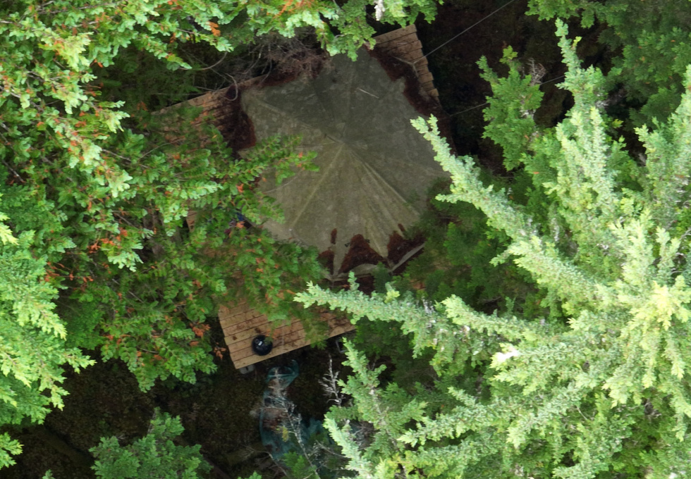 Lot 42 Sonora Island - aerial overview of tent platform